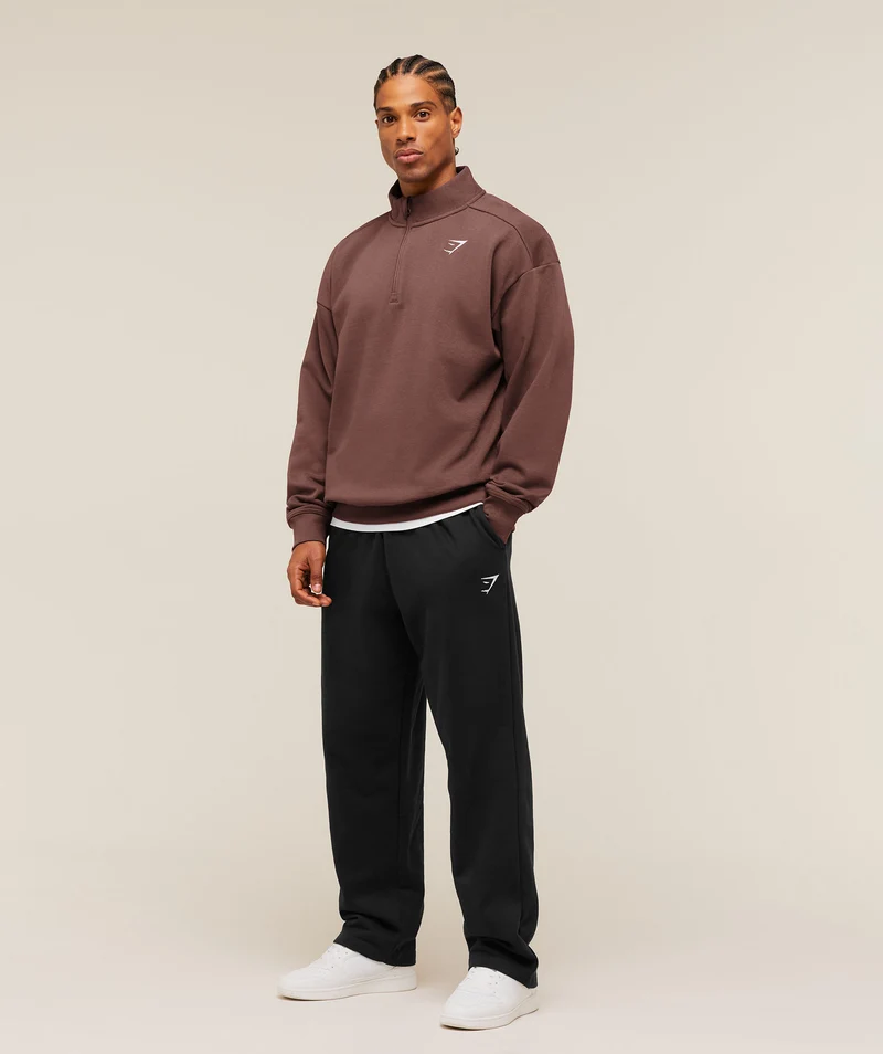 Gymshark Crest Oversized 1/4 Zip - Espresso Brown