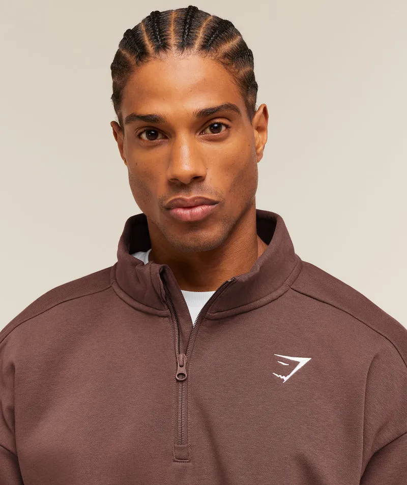 Gymshark Crest Oversized 1/4 Zip - Espresso Brown