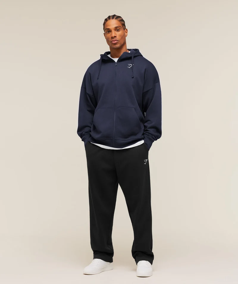 Gymshark Essential Oversized Zip Up Hoodie - Heavy Blue