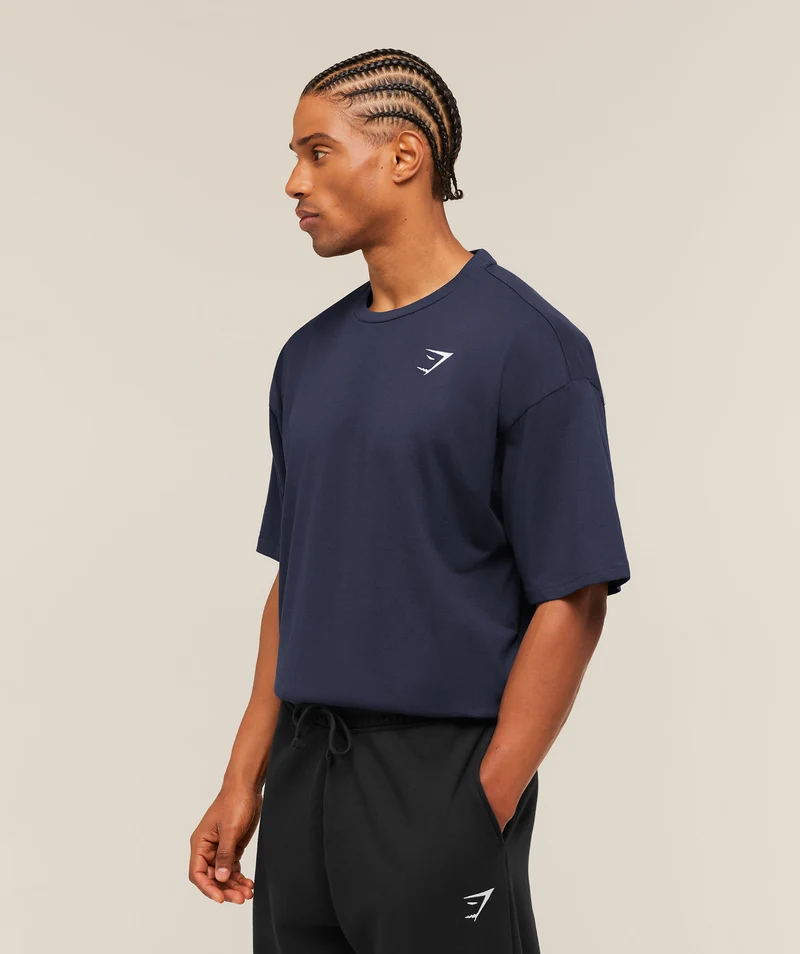 Gymshark Crest Oversized T-Shirt - Heavy Blue