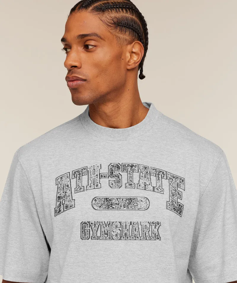 Gymshark Ath-State Graphic T-Shirt - Light Grey Core Marl