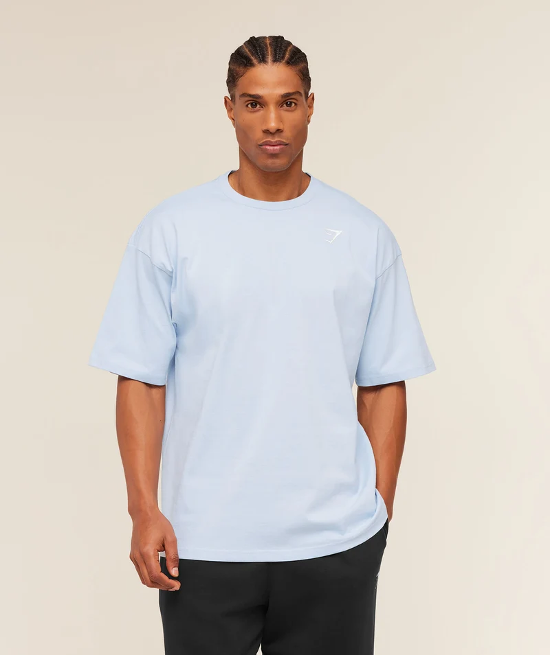 Gymshark Crest Oversized T-Shirt - Chilled Blue