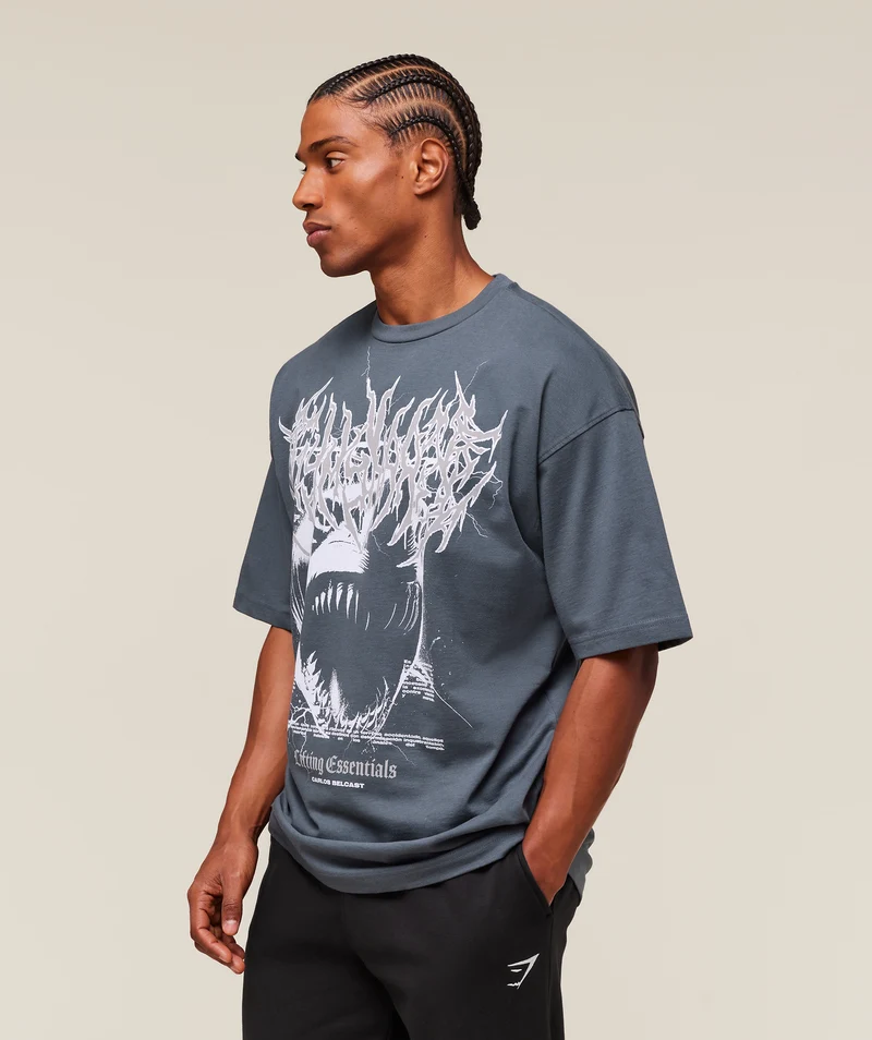 Gymshark Carlos x Rest Day Essential T-Shirt - Titanium Blue