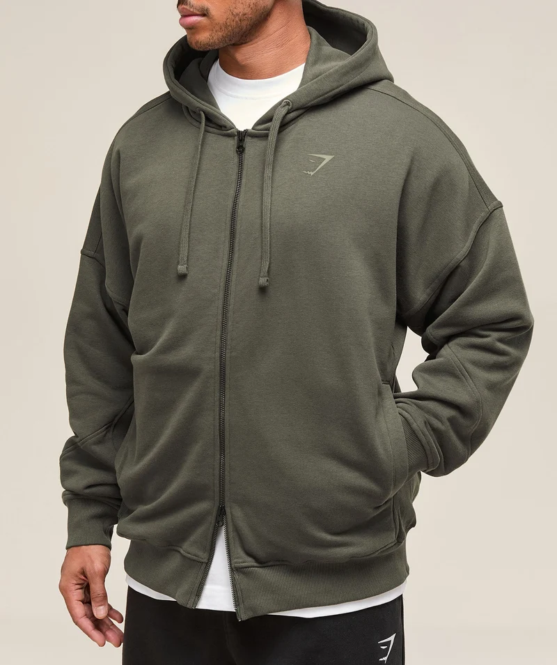 Gymshark Power Zip Up Hoodie - Strength Green