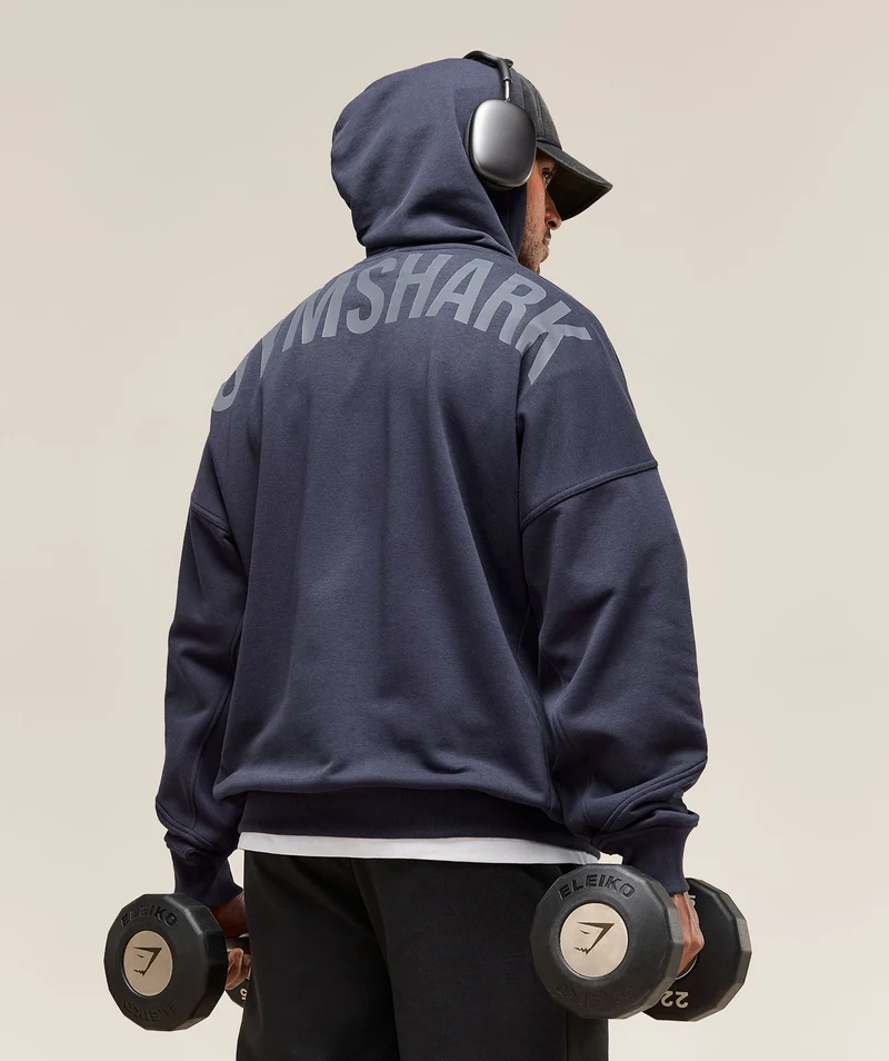Gymshark Power Zip Up Hoodie - Heavy Blue