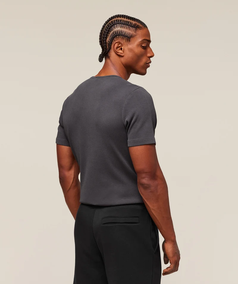 Gymshark Premium Washed Ribbed T-Shirt - Onyx Grey