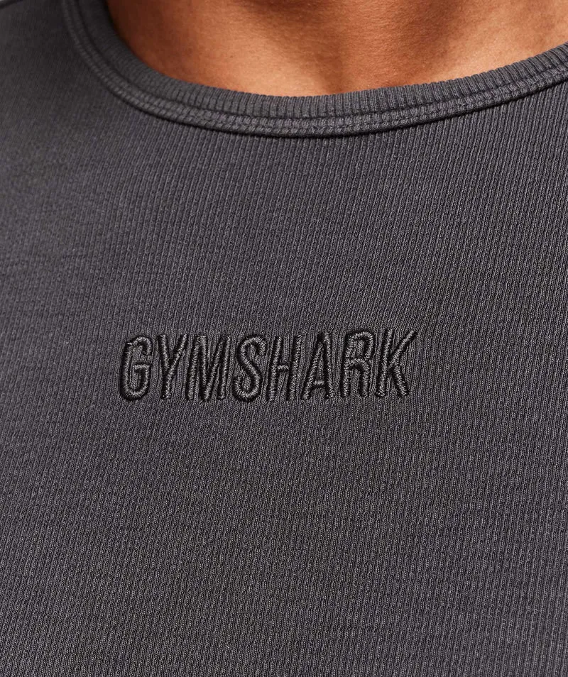 Gymshark Premium Washed Ribbed T-Shirt - Onyx Grey