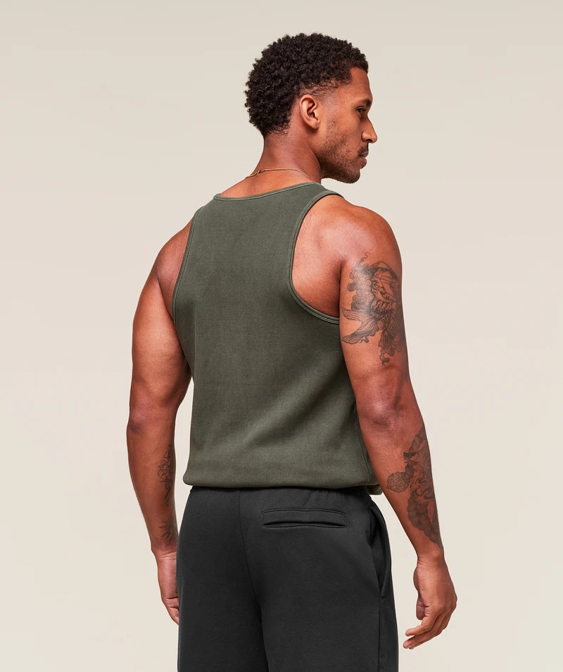 Gymshark Washed Premium Ribbed Tank - Strength Green