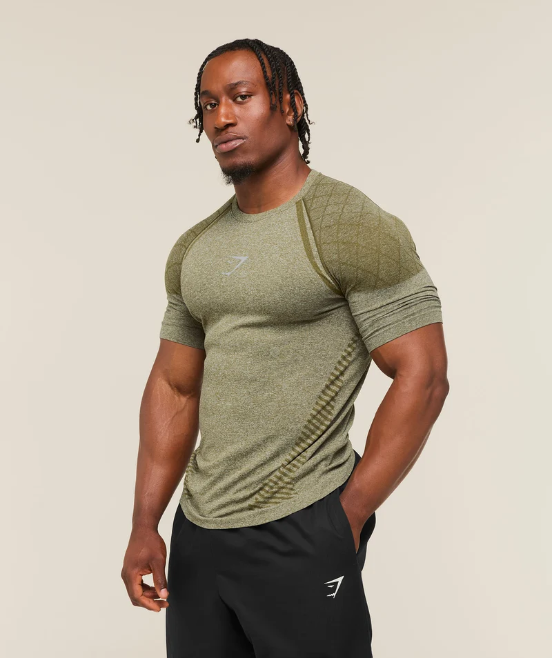 Gymshark Devant Seamless T-Shirt - Canvas Green
