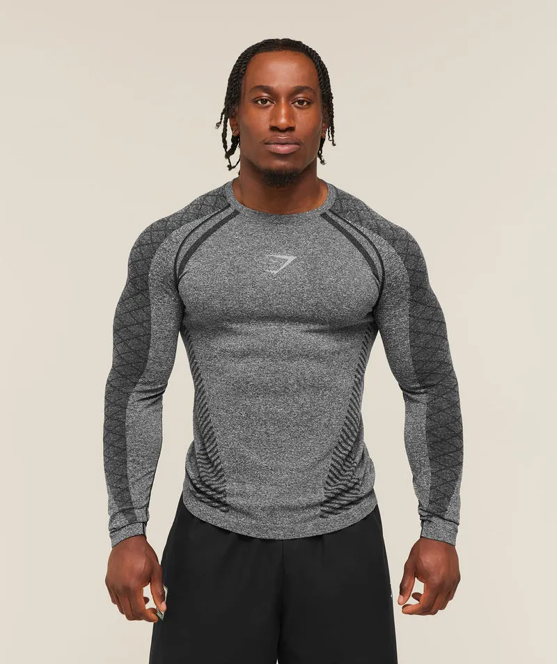 Gymshark Devant Seamless Long Sleeve T-Shirt - Black