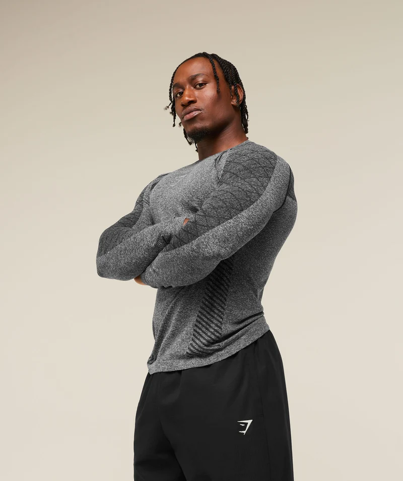 Gymshark Devant Seamless Long Sleeve T-Shirt - Black