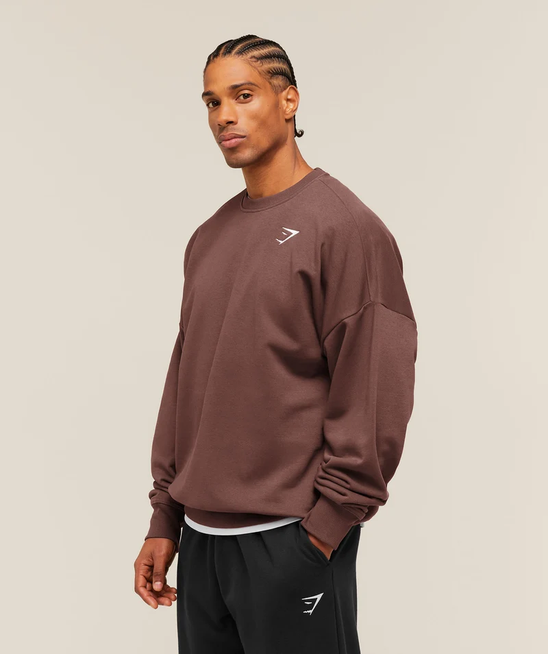 Gymshark Crest Oversized Crew - Espresso Brown