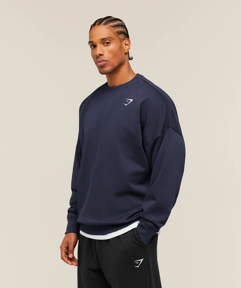 Gymshark Crest Oversized Crew - Heavy Blue