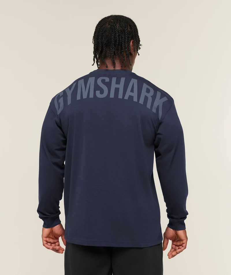 Gymshark Power Long Sleeve T-Shirt - Heavy Blue/Shadow Blue