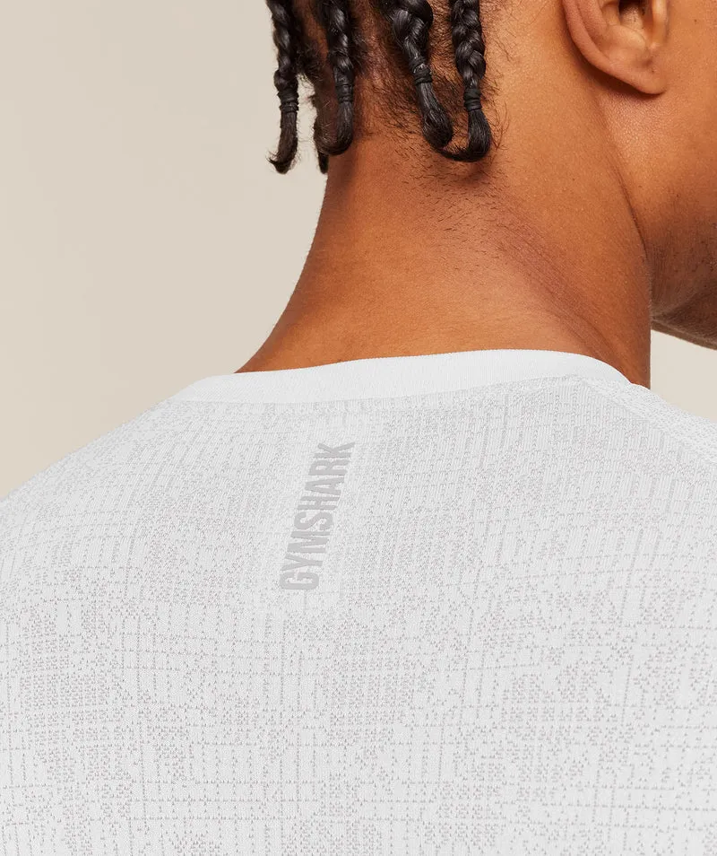 Gymshark Geo Seamless Grid T-Shirt - White/Silver Grey