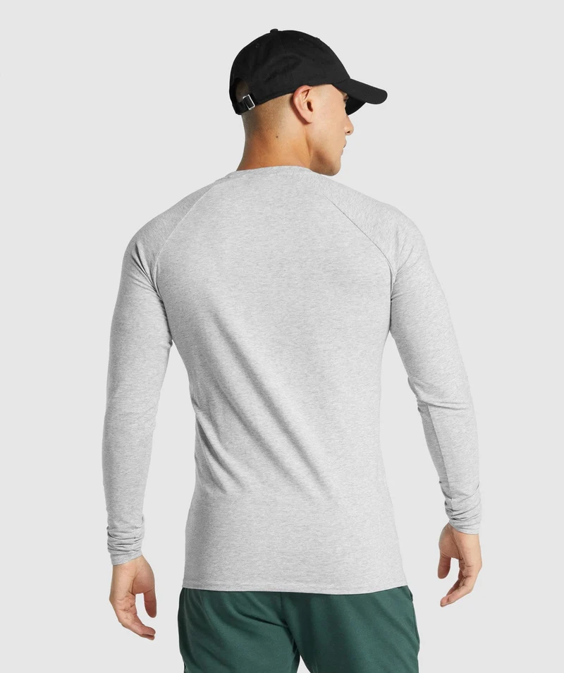 Gymshark Critical 2.0 Long Sleeve T-Shirt - Light Grey Core Marl