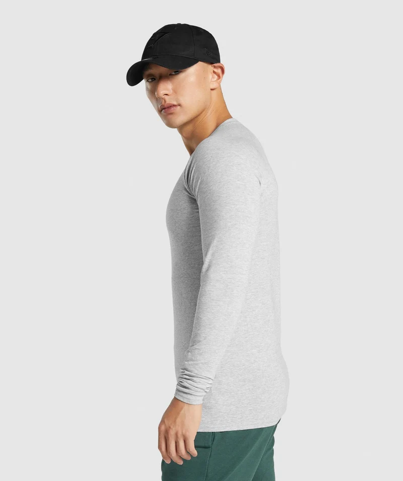 Gymshark Critical 2.0 Long Sleeve T-Shirt - Light Grey Core Marl