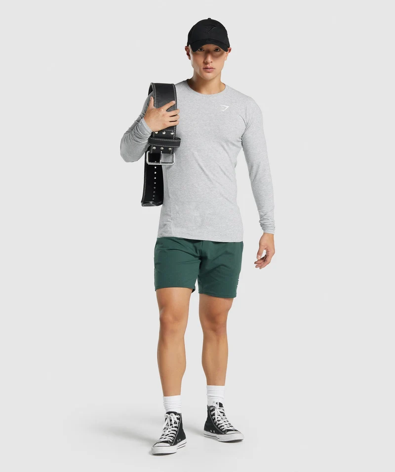 Gymshark Critical 2.0 Long Sleeve T-Shirt - Light Grey Core Marl