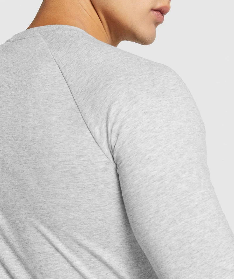 Gymshark Critical 2.0 Long Sleeve T-Shirt - Light Grey Core Marl