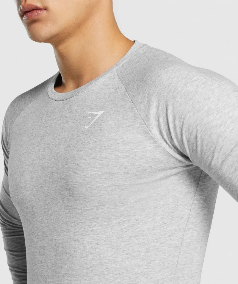 Gymshark Critical 2.0 Long Sleeve T-Shirt - Light Grey Core Marl