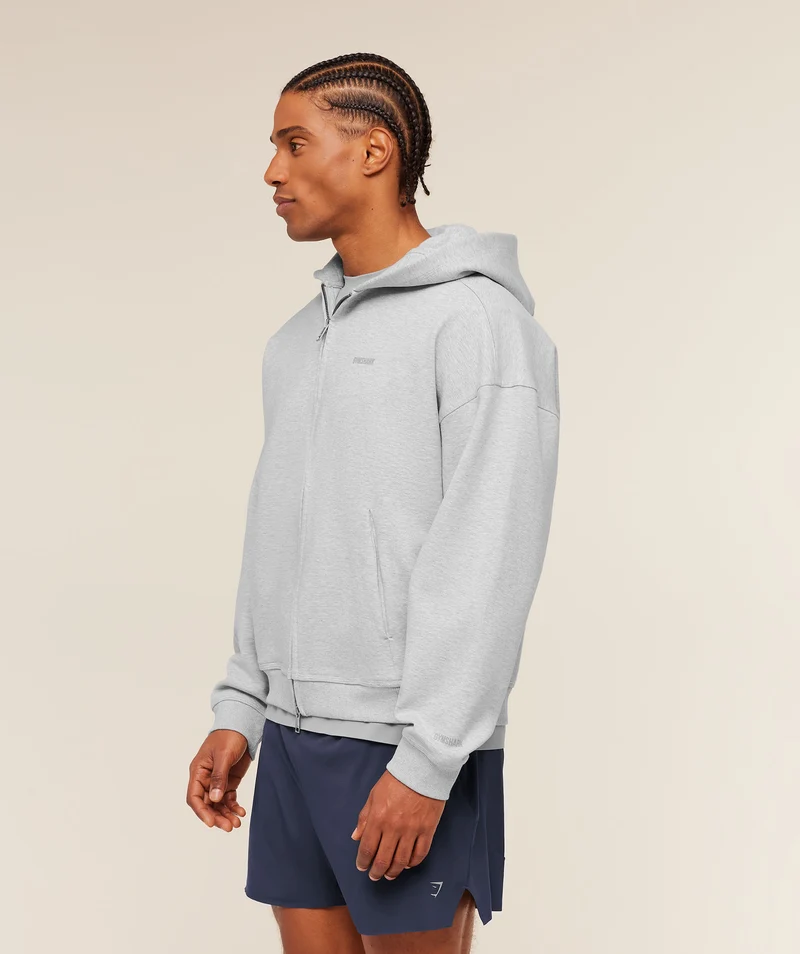 Gymshark Evolve Lightweight Zip Through Hoodie - Soft Grey Marl