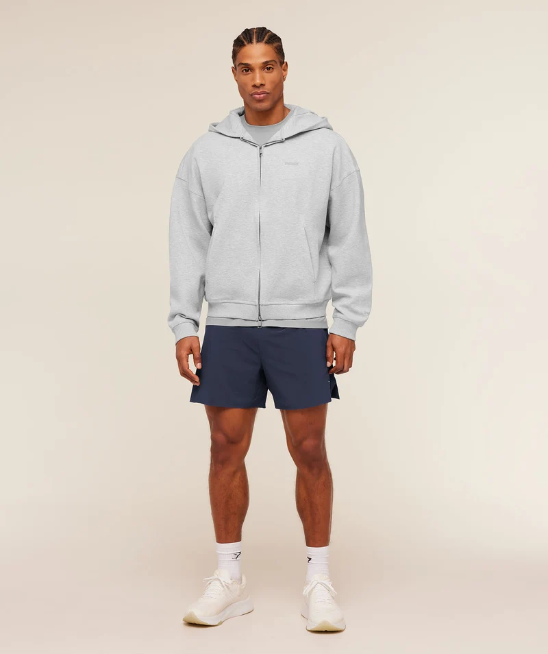 Gymshark Evolve Lightweight Zip Through Hoodie - Soft Grey Marl