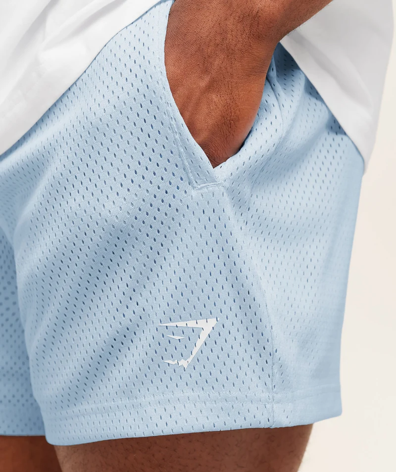Gymshark Lifting Mesh 5" Shorts - Chilled Blue