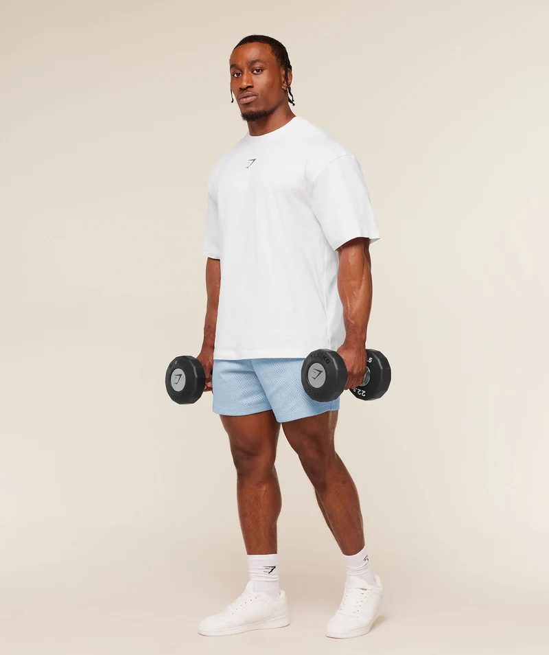 Gymshark Lifting Mesh 5" Shorts - Chilled Blue