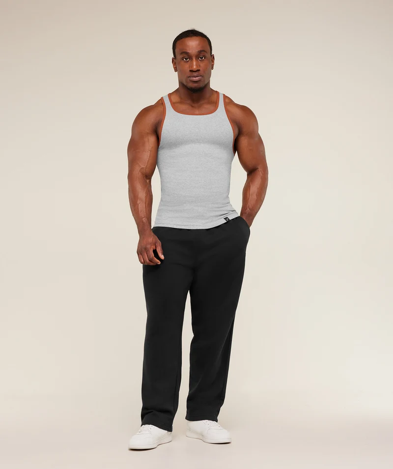 Gymshark Ribbed Tank 1PK - Light Grey Core Marl/Nutmeg Orange
