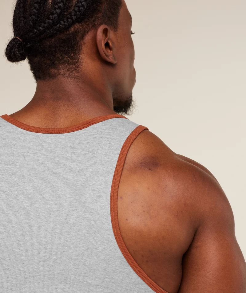 Gymshark Ribbed Tank 1PK - Light Grey Core Marl/Nutmeg Orange