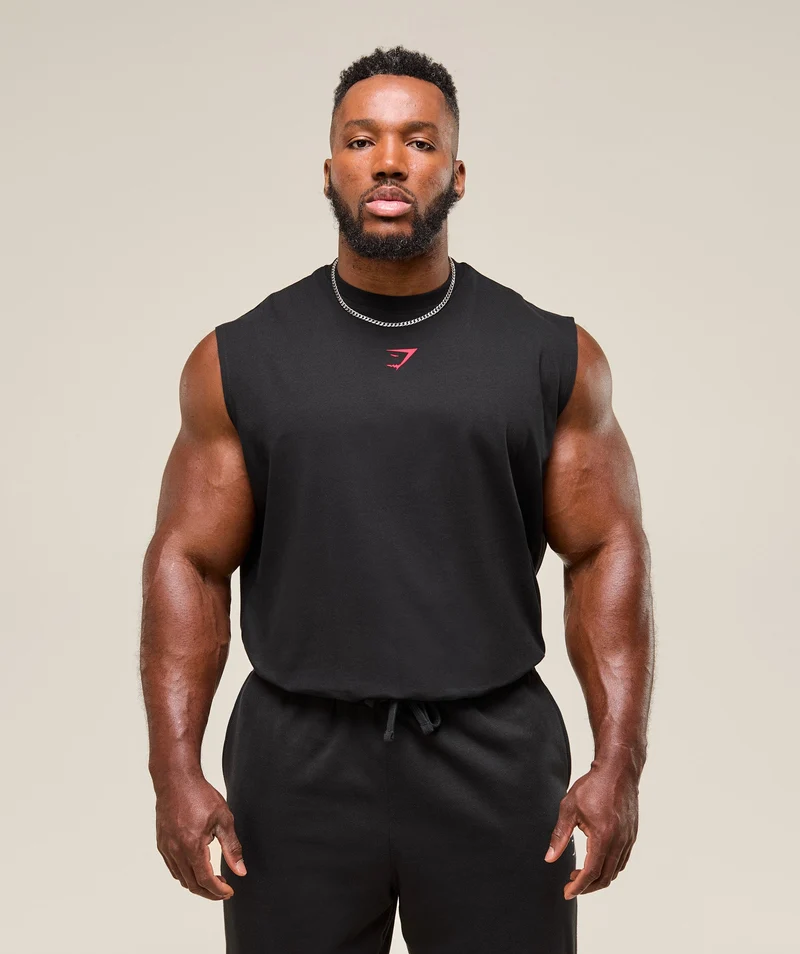 Gymshark Power Cut Off Tank - Black/Conditioning Red