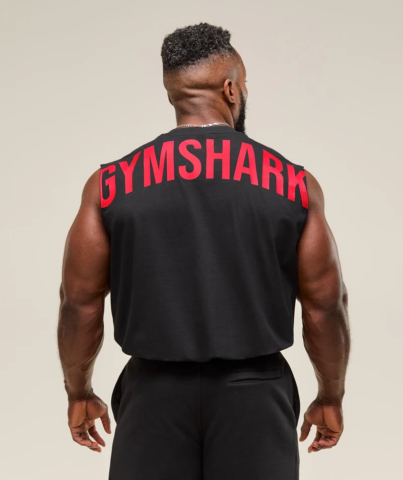 Gymshark Power Cut Off Tank - Black/Conditioning Red