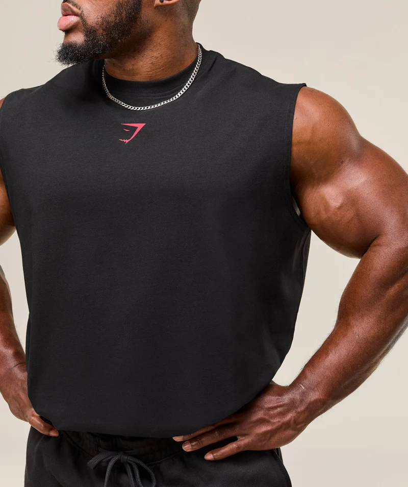 Gymshark Power Cut Off Tank - Black/Conditioning Red