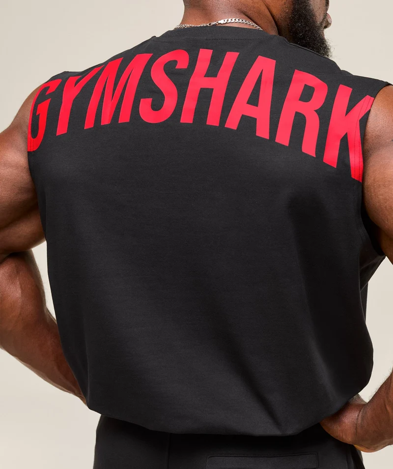 Gymshark Power Cut Off Tank - Black/Conditioning Red