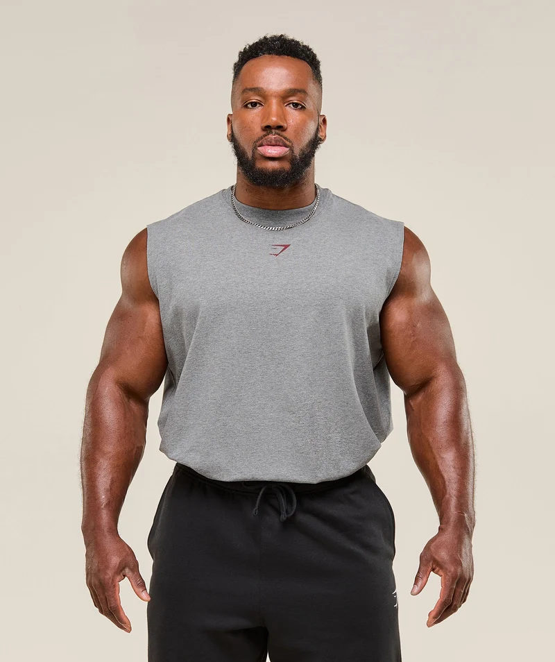 Gymshark Power Cut Off Tank - Charcoal Core Marl