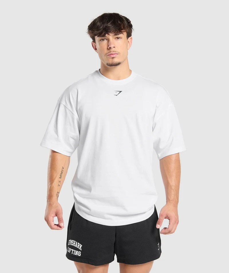 Gymshark Lifting Club T-Shirt - White/Pitch Grey