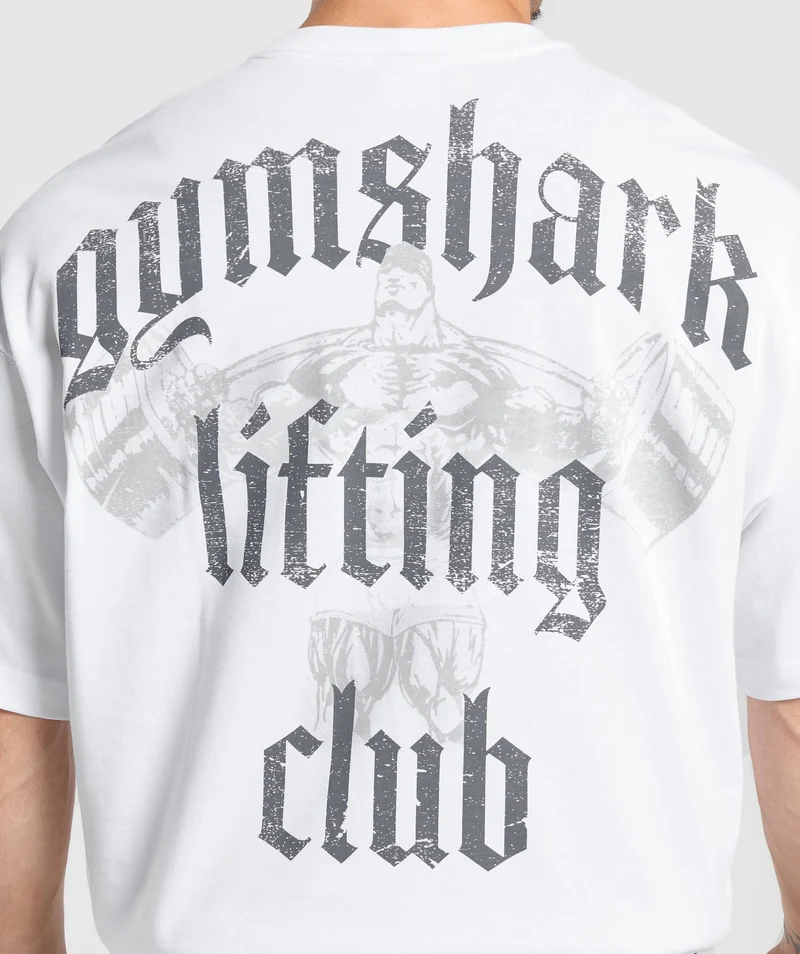 Gymshark Lifting Club T-Shirt - White/Pitch Grey