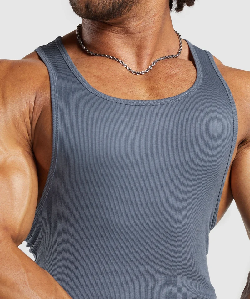Gymshark Ribbed Tank 3 Pack - Black/White/Iron Blue