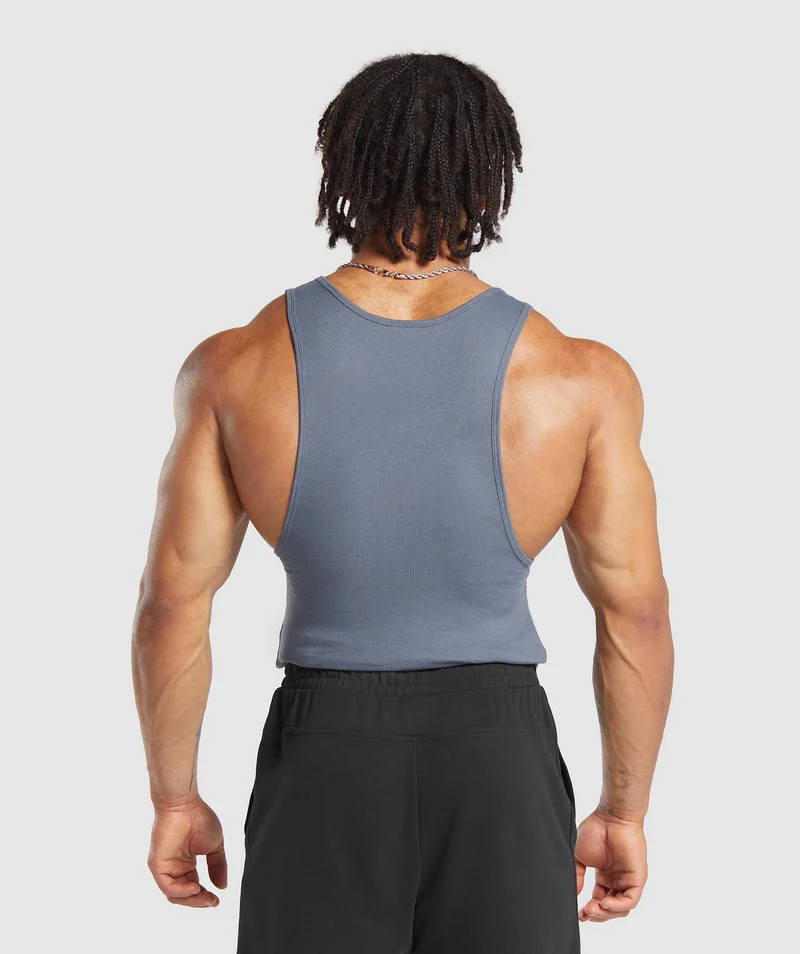 Gymshark Ribbed Tank 3 Pack - Black/White/Iron Blue