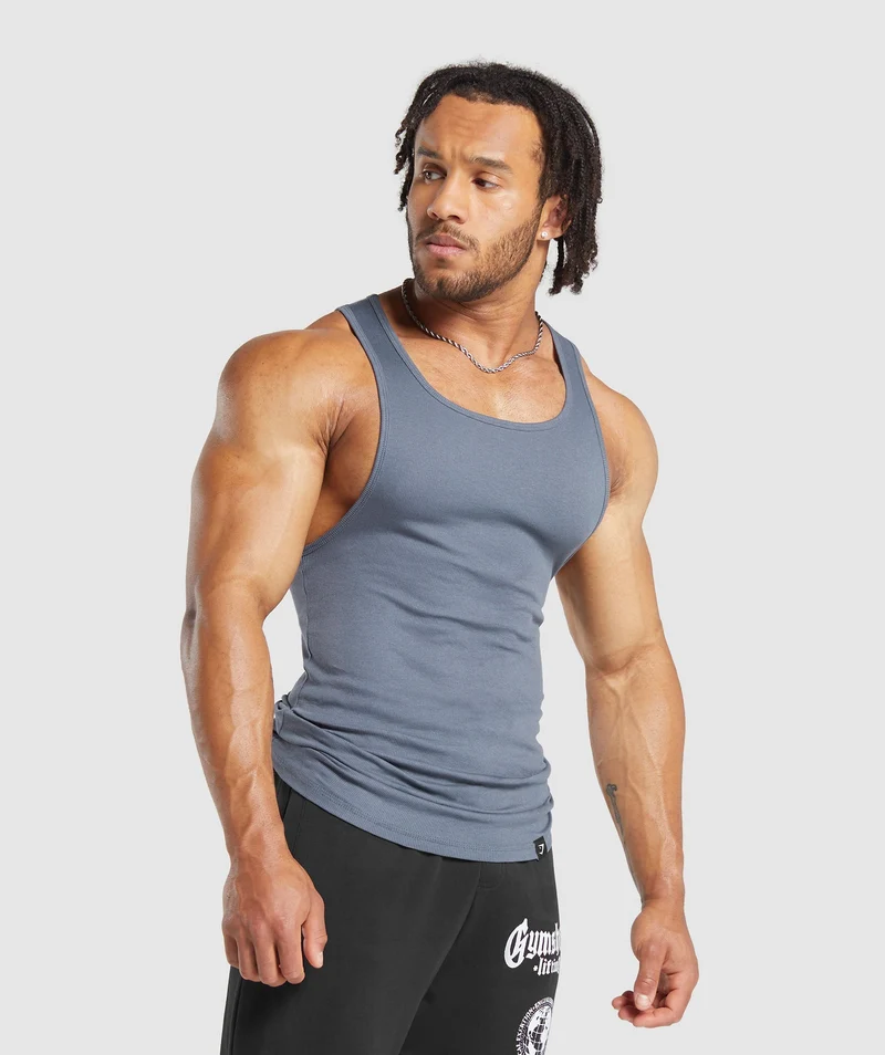 Gymshark Ribbed Tank 3 Pack - Black/White/Iron Blue