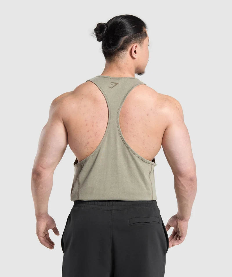 Gymshark Heritage Washed Stringer - Utility Green/Acid Wash Small Ball
