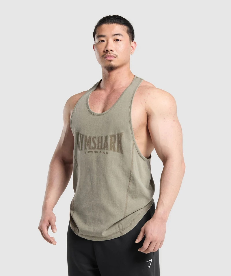 Gymshark Heritage Washed Stringer - Utility Green/Acid Wash Small Ball