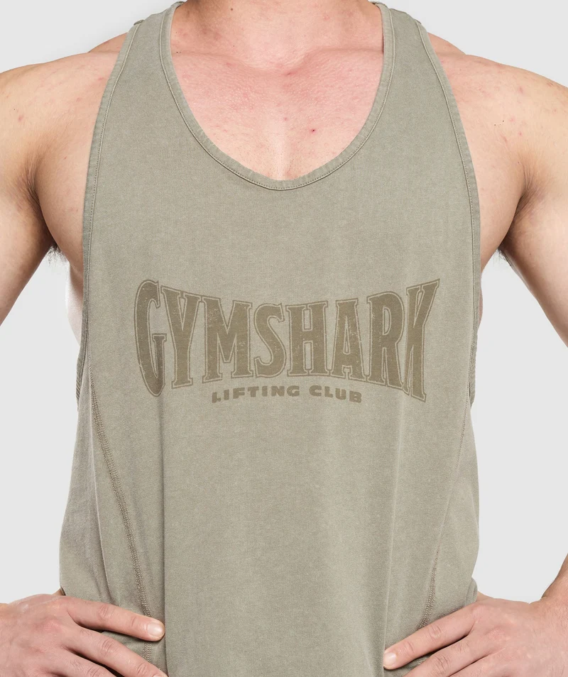 Gymshark Heritage Washed Stringer - Utility Green/Acid Wash Small Ball