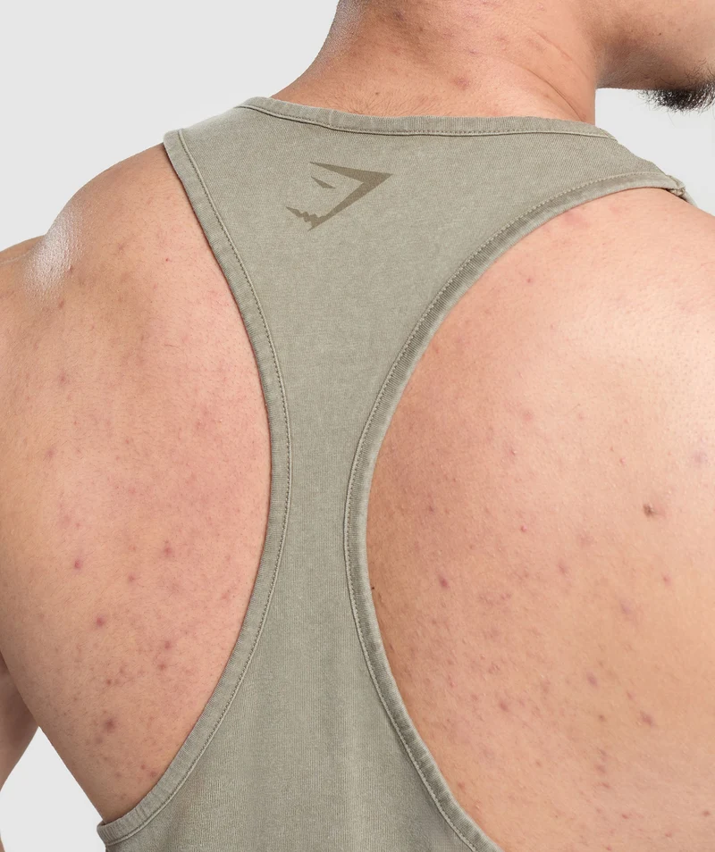 Gymshark Heritage Washed Stringer - Utility Green/Acid Wash Small Ball