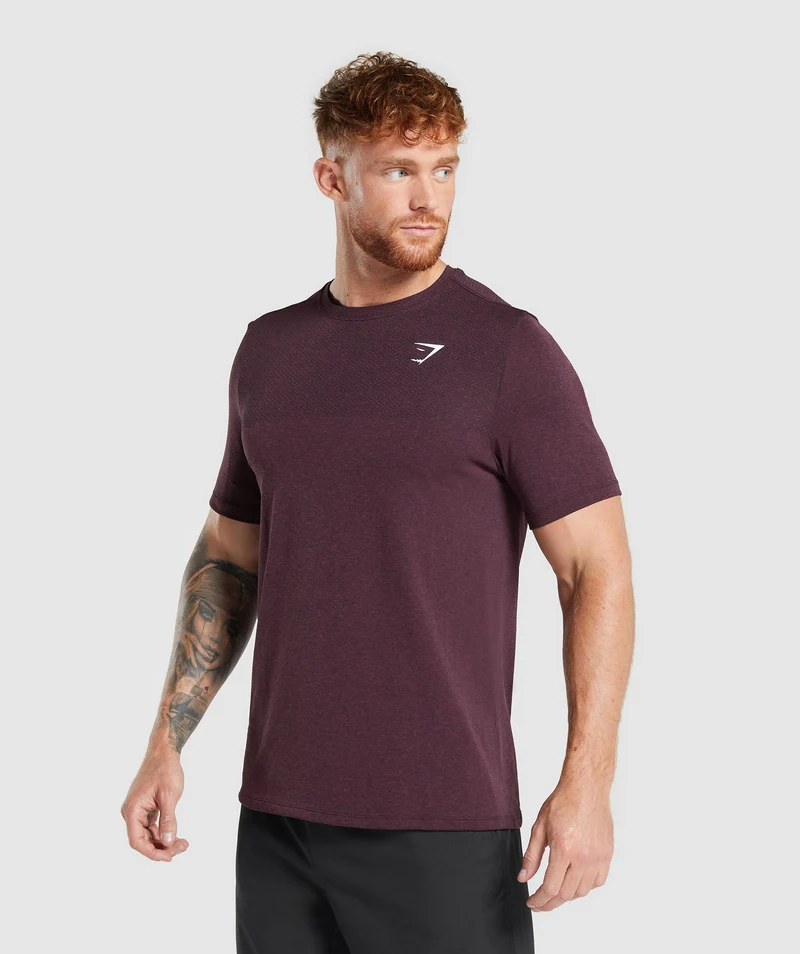 Gymshark Vital Seamless T-Shirt - Winter Burgundy/Black Marl