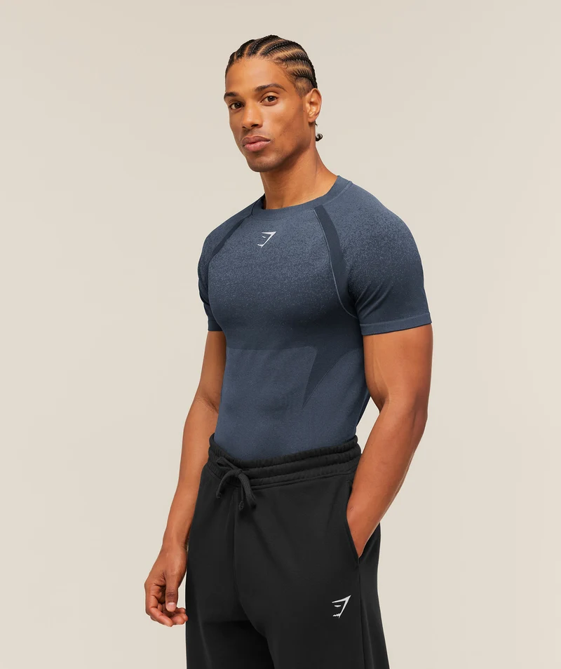 Gymshark Shadow Seamless T Shirt - Heavy Blue