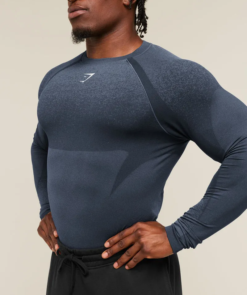 Gymshark Shadow Seamless Long Sleeve T-Shirt - Heavy Blue