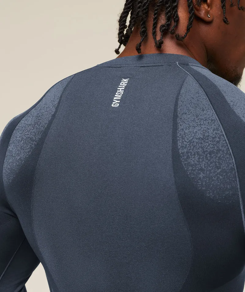 Gymshark Shadow Seamless Long Sleeve T-Shirt - Heavy Blue