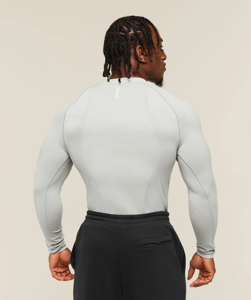 Gymshark Shadow Seamless Long Sleeve T-Shirt - Light Grey