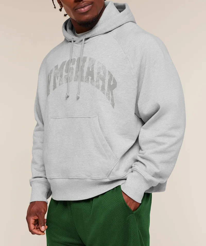 Gymshark Retro Collegiate Graphic Hoodie - Soft Grey Marl